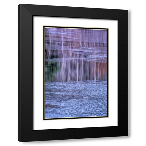 PA, Delaware Water gap NRA Tree reflection Black Modern Wood Framed Art Print with Double Matting by OBrien, Jay