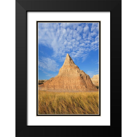 Badlands formations and mixed grass prairie grasses Badlands National Park-South Dakota Black Modern Wood Framed Art Print with Double Matting by Majchrowicz, Alan