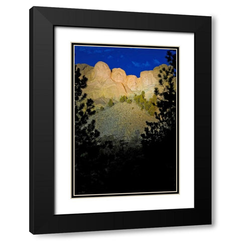 SD, Mount Rushmore lit at twilight Black Modern Wood Framed Art Print with Double Matting by Lord, Fred