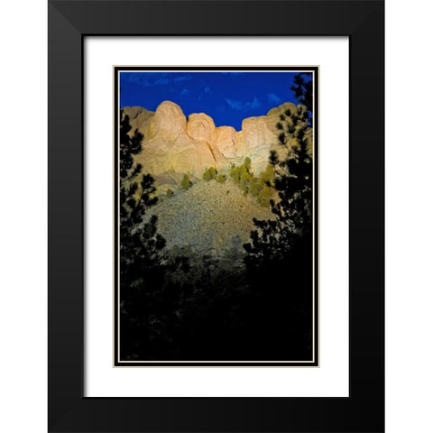 SD, Mount Rushmore lit at twilight Black Modern Wood Framed Art Print with Double Matting by Lord, Fred