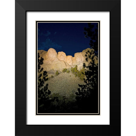 SD, The Mount Rushmore at night Black Modern Wood Framed Art Print with Double Matting by Lord, Fred