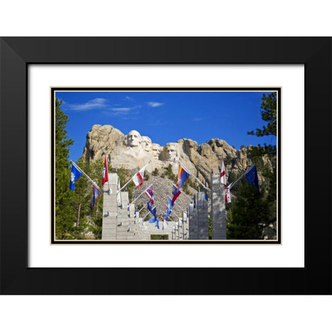 SD, Mount Rushmore framed by Grand View Terrace Black Modern Wood Framed Art Print with Double Matting by Lord, Fred