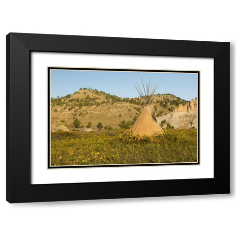 SD, Wild Horse Sanctuary Scenic with teepee Black Modern Wood Framed Art Print with Double Matting by Illg, Cathy and Gordon