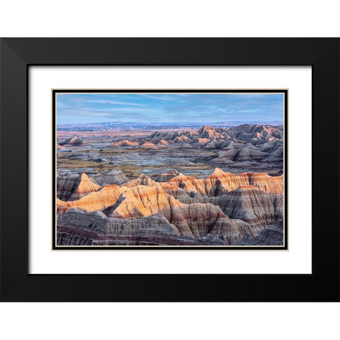 Formations of striated hoodoo lead the eye to a plateau and more peaks Black Modern Wood Framed Art Print with Double Matting by Haddad, Sheila