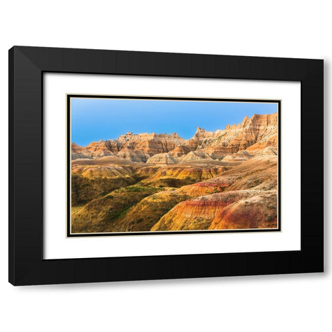 Layers of striated round hoodoos lead to soaring sharp peaked hoodoos Black Modern Wood Framed Art Print with Double Matting by Haddad, Sheila