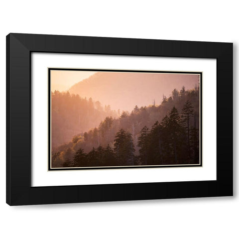 Sunset from Morton Overlook-Great Smoky Mountains National Park-Tennessee Black Modern Wood Framed Art Print with Double Matting by Jones, Adam