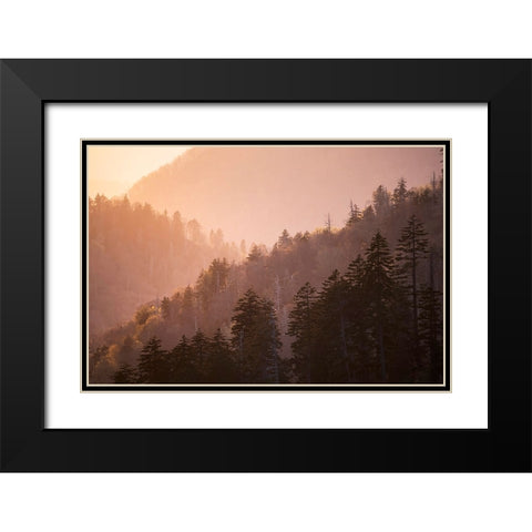 Sunset from Morton Overlook-Great Smoky Mountains National Park-Tennessee Black Modern Wood Framed Art Print with Double Matting by Jones, Adam