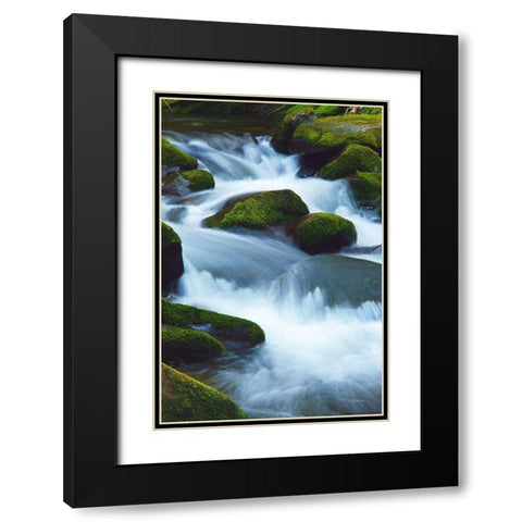 Water Falling over Boulders on Roaring Fork Motor Nature Trail Black Modern Wood Framed Art Print with Double Matting by Miller, Anna