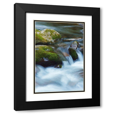 Water Falling over Boulders on Roaring Fork Motor Nature Trail Black Modern Wood Framed Art Print with Double Matting by Miller, Anna