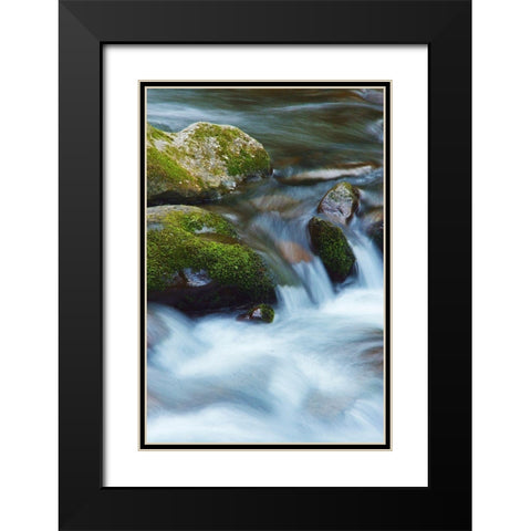 Water Falling over Boulders on Roaring Fork Motor Nature Trail Black Modern Wood Framed Art Print with Double Matting by Miller, Anna
