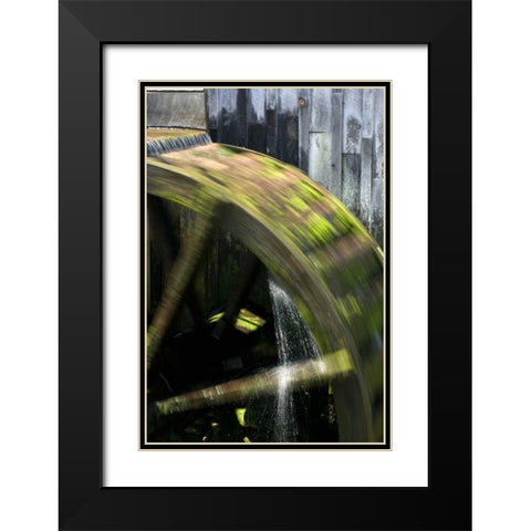 TN, Cades Cove Grist mill water wheel in motion Black Modern Wood Framed Art Print with Double Matting by Kaveney, Wendy