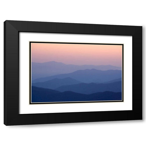 TN, Great Smoky Mts Mountain layers at sunset Black Modern Wood Framed Art Print with Double Matting by Kaveney, Wendy