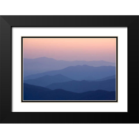 TN, Great Smoky Mts Mountain layers at sunset Black Modern Wood Framed Art Print with Double Matting by Kaveney, Wendy