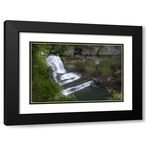 TN, Cummins Falls SP Waterfall basin Black Modern Wood Framed Art Print with Double Matting by Grall, Don