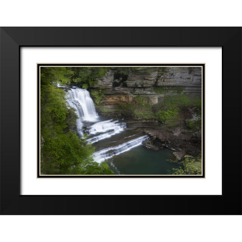 TN, Cummins Falls SP Waterfall basin Black Modern Wood Framed Art Print with Double Matting by Grall, Don