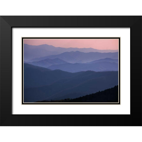 TN, Great Smoky Mts Mountain ridges at sunset Black Modern Wood Framed Art Print with Double Matting by Grall, Don