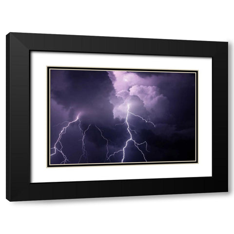 TN, Composite of cloud-to-cloud lightning bolts Black Modern Wood Framed Art Print with Double Matting by Zuckerman, Jim