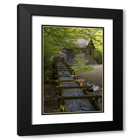 TN, Great Smoky Mts Wooden flume directs water Black Modern Wood Framed Art Print with Double Matting by Grall, Don