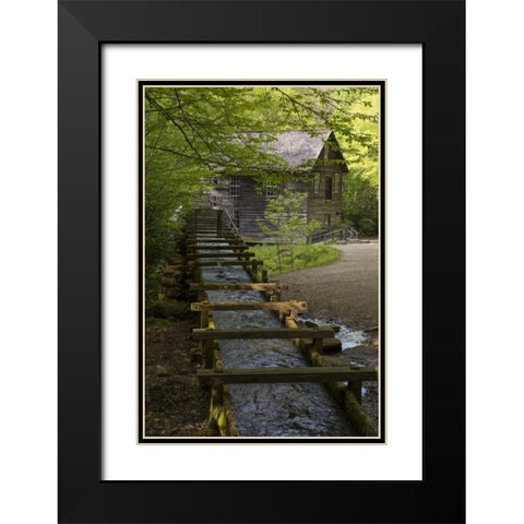 TN, Great Smoky Mts Wooden flume directs water Black Modern Wood Framed Art Print with Double Matting by Grall, Don