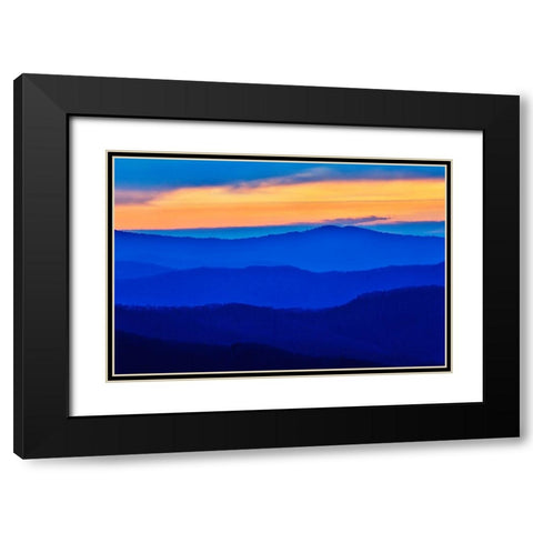 USA- Tennessee. Great Smoky Mountains National Park- sunrise and layering of mountains Black Modern Wood Framed Art Print with Double Matting by Gulin, Darrell