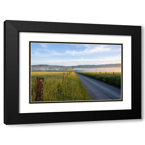 Hyatt Lane in fog Cades Cove Great Smoky Mountains National Park-Tennessee Black Modern Wood Framed Art Print with Double Matting by Day, Richard and Susan