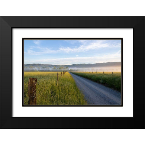 Hyatt Lane in fog Cades Cove Great Smoky Mountains National Park-Tennessee Black Modern Wood Framed Art Print with Double Matting by Day, Richard and Susan
