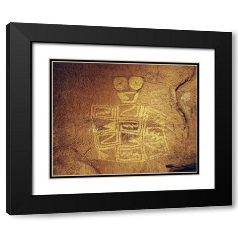 TX, Hueco Tanks SP A Tlaloc pictograph Black Modern Wood Framed Art Print with Double Matting by Flaherty, Dennis