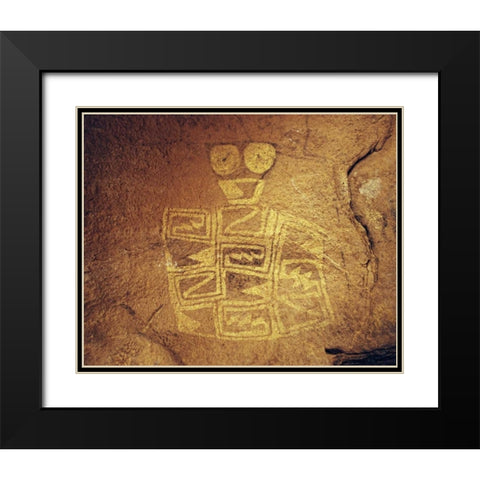 TX, Hueco Tanks SP A Tlaloc pictograph Black Modern Wood Framed Art Print with Double Matting by Flaherty, Dennis