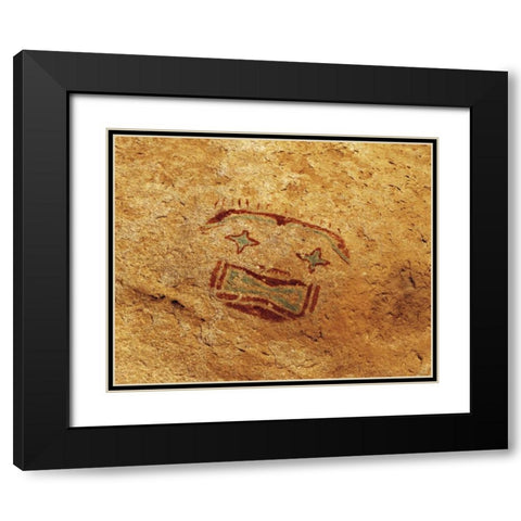 TX, Hueco Tanks SP Pictograph art Black Modern Wood Framed Art Print with Double Matting by Flaherty, Dennis