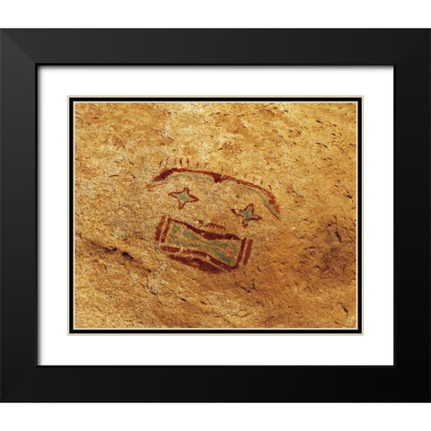 TX, Hueco Tanks SP Pictograph art Black Modern Wood Framed Art Print with Double Matting by Flaherty, Dennis