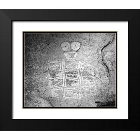 TX, Hueco Tanks SP Tlaloc Indian rain deity Black Modern Wood Framed Art Print with Double Matting by Flaherty, Dennis