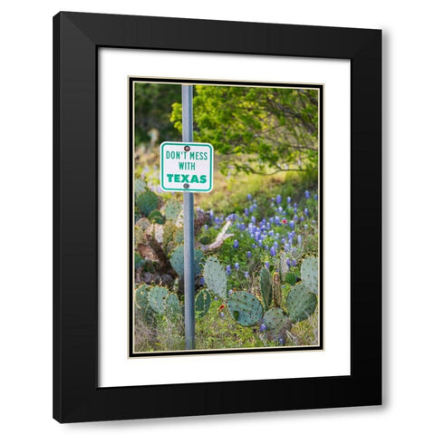 Llano-Texas-USA-Dont Mess With Texas sign in the hill country Black Modern Wood Framed Art Print with Double Matting by Wilson, Emily M.