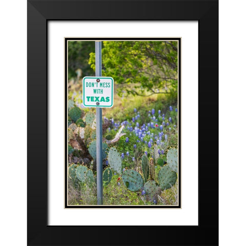 Llano-Texas-USA-Dont Mess With Texas sign in the hill country Black Modern Wood Framed Art Print with Double Matting by Wilson, Emily M.
