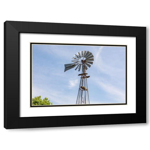 Castroville-Texas-USA-Windmill in the Texas Hill Country Black Modern Wood Framed Art Print with Double Matting by Wilson, Emily M.