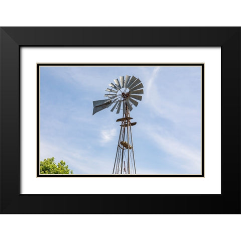 Castroville-Texas-USA-Windmill in the Texas Hill Country Black Modern Wood Framed Art Print with Double Matting by Wilson, Emily M.
