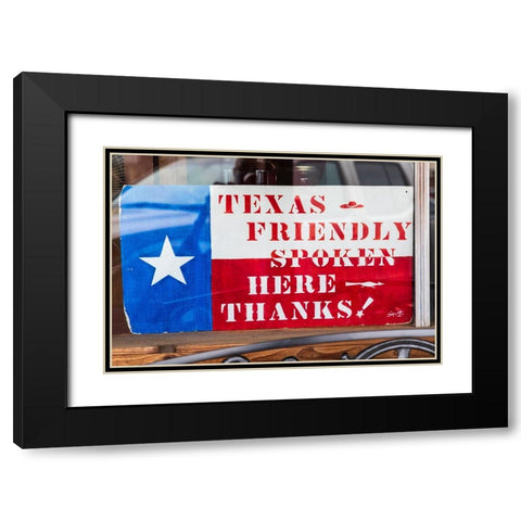 Bandera-Texas-USA-Texas friendly sign in the Texas Hill Country Black Modern Wood Framed Art Print with Double Matting by Wilson, Emily M.