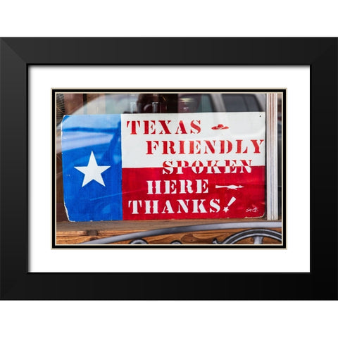 Bandera-Texas-USA-Texas friendly sign in the Texas Hill Country Black Modern Wood Framed Art Print with Double Matting by Wilson, Emily M.