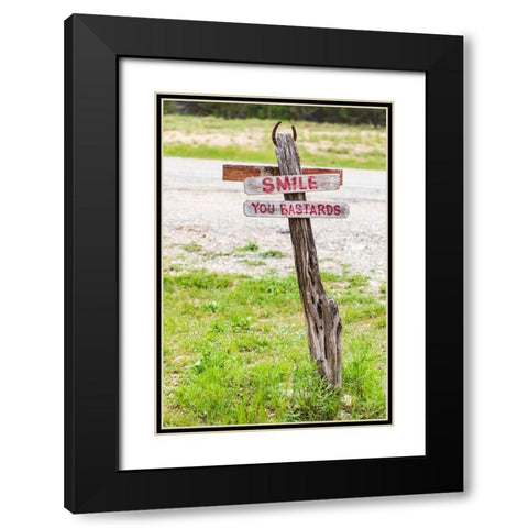 Comfort-Texas-USA-Humorous sign in the Texas Hill Country Black Modern Wood Framed Art Print with Double Matting by Wilson, Emily M.