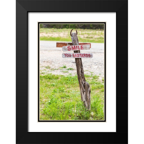 Comfort-Texas-USA-Humorous sign in the Texas Hill Country Black Modern Wood Framed Art Print with Double Matting by Wilson, Emily M.