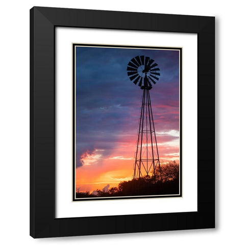 Windmill at sunrise Black Modern Wood Framed Art Print with Double Matting by Ditto, Larry