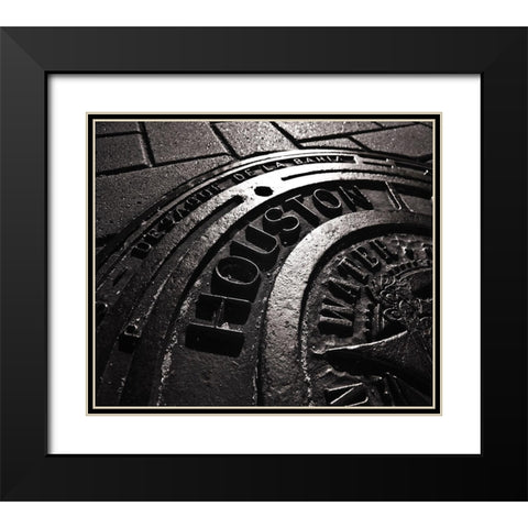 Houston-Texas manhole cover Black Modern Wood Framed Art Print with Double Matting by SMO