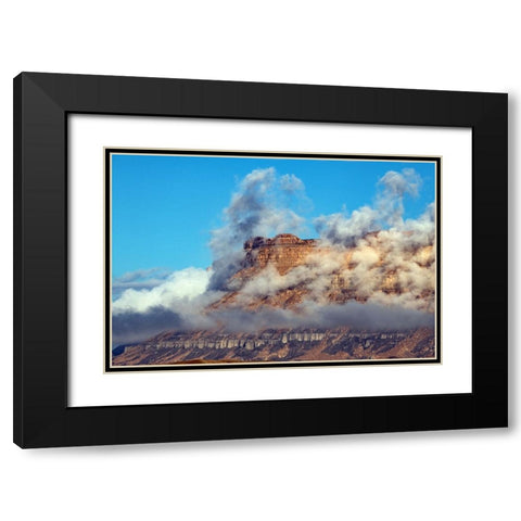 USA-Utah Green River-Cloud and Mist Shrouded Little Elliot Mesa Black Modern Wood Framed Art Print with Double Matting by Friel, Bernard