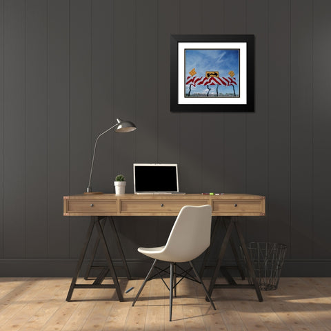 Utah, Digital distortion road sign at end of road Black Modern Wood Framed Art Print with Double Matting by Satushek, Steve