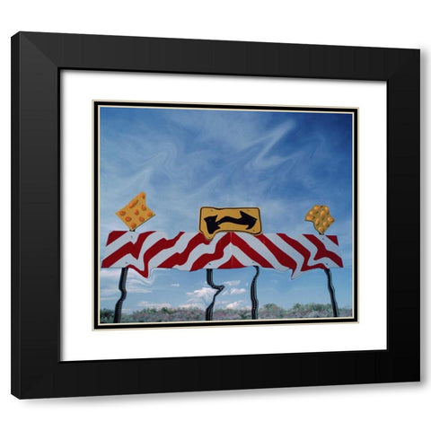 Utah, Digital distortion road sign at end of road Black Modern Wood Framed Art Print with Double Matting by Satushek, Steve