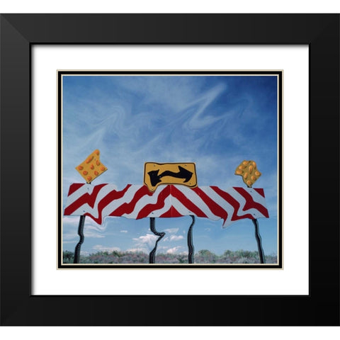 Utah, Digital distortion road sign at end of road Black Modern Wood Framed Art Print with Double Matting by Satushek, Steve