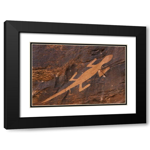 Utah Petroglyph rock art at Dinosaur NM Black Modern Wood Framed Art Print with Double Matting by Flaherty, Dennis