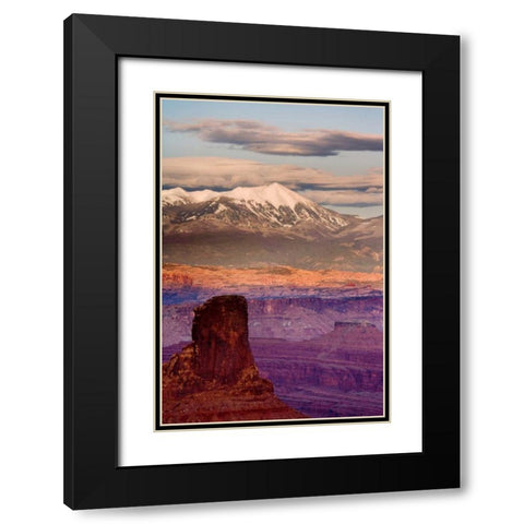 UT, Dead Horse Point SP  La Sal Mts at sunset Black Modern Wood Framed Art Print with Double Matting by Paulson, Don