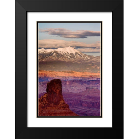 UT, Dead Horse Point SP  La Sal Mts at sunset Black Modern Wood Framed Art Print with Double Matting by Paulson, Don