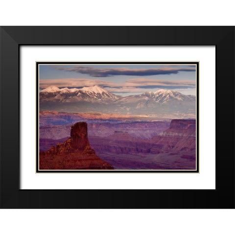 UT, Dead Horse Point SP  La Sal Mts at sunset Black Modern Wood Framed Art Print with Double Matting by Paulson, Don