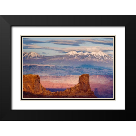 Utah La Sal Mountains from Dead Horse Point SP Black Modern Wood Framed Art Print with Double Matting by Paulson, Don